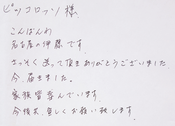 ピッコロッソへのお客様の声。ピザのご感想3